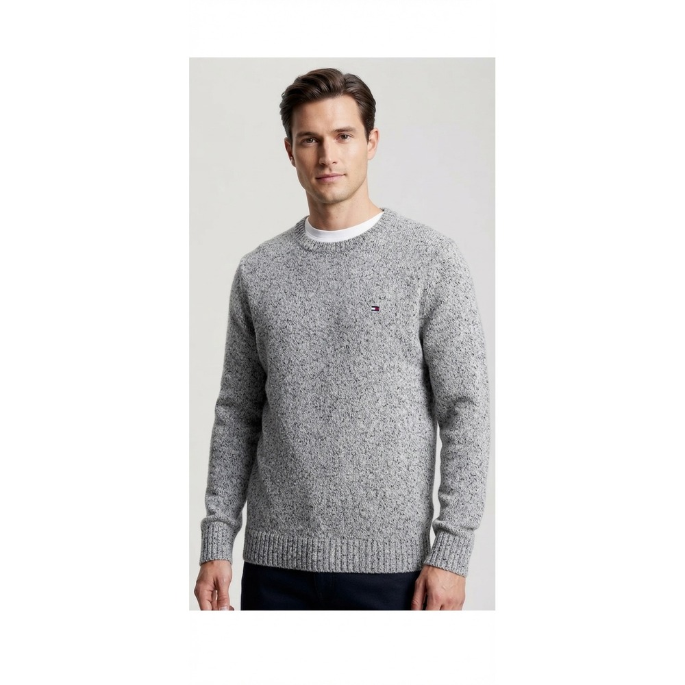 Tommy Hilfiger Men Sweater M Gray Textured Crew Neck Long Sleeve Cotton NWT